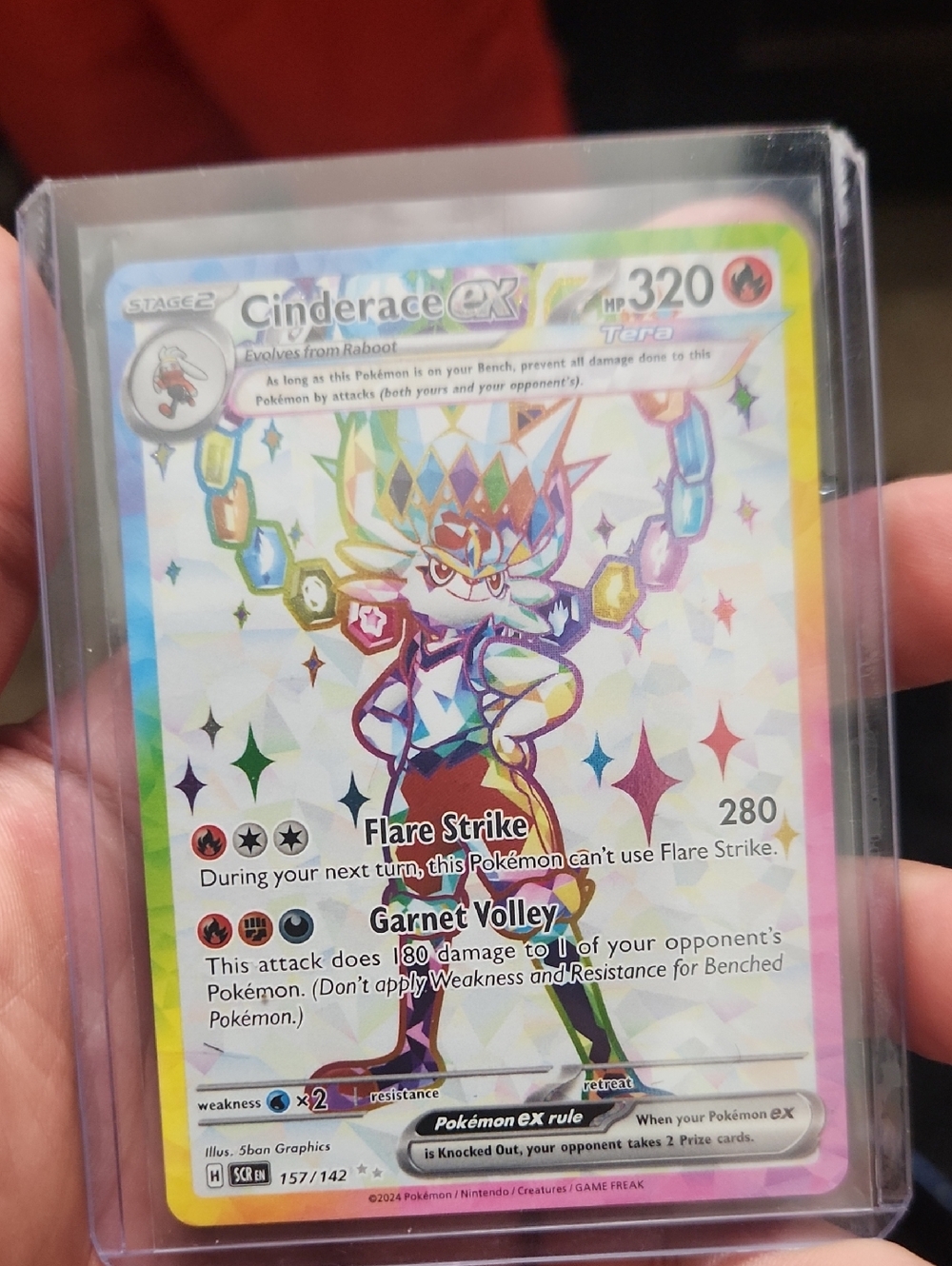 Pokemon Cinderace ex 157/142 Stellar Crown Scarlet & Violet Ultra Rare Full Art